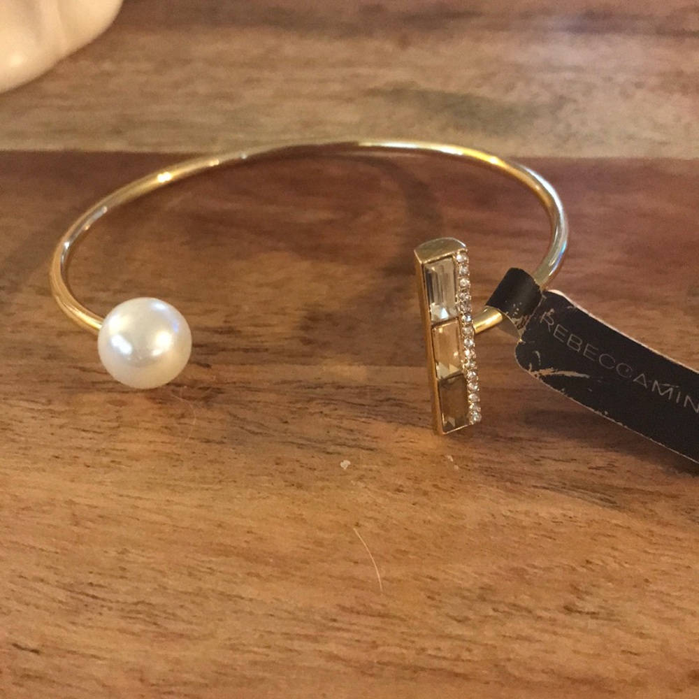 REBECCA MINKOFF Pearl and Stone Cuff Bracelet
